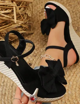 Sandalias de plataforma de verano para mujer, sandalias de cuña tejidas con tiras cruzadas de suela gruesa, calzado casual de playa y vacaciones. San - Shein - FashionsVida