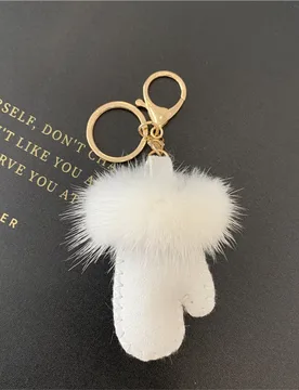Fluffy Keychains for Women Gloves Real Shearling Lamb Fur Mitten with Genuine Mink Fur Trim Key Ring Cute Bag Pendant - Aliexpress - FashionsVida