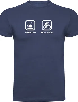 Maglietta A Maniche Corte Problem Solution Bike Denim Blue - Kruskis - FashionsVida