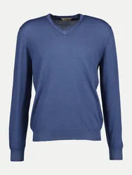 Strickpullover mit V-Ausschnitt Blau 54