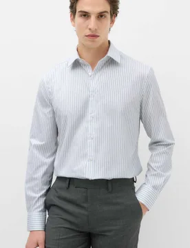 Slim Fit Pure Cotton Twill Striped Shirt White Mix male - M&S SARTORIAL - FashionsVida