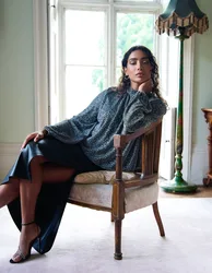High Neck Puffball Hem Blouse - S / SILVER - female