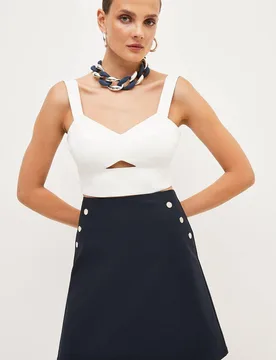 Women's Petite Essential Techno Woven Skirt in Navy Size: 16 - Navy - Size: 16 - Karen millen - FashionsVida