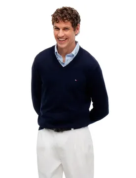 Pull à Col En V Mw0mw28047 Cashmere Desert Sky XL - Tommy hilfiger - FashionsVida