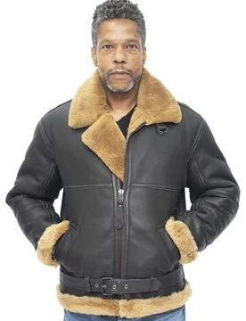 Mens Raf Sheepskin Aviator Jacket-Colchester - Brown - Size 5xl - Infinity Leather - FashionsVida
