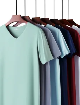 Summer Men T-shirts Ice Silk T Shirt For Men Seamless Casual V-neck Short Sleeve Shirt Tee Tops Men's Clothing Blouse Streetwear - Aliexpress - FashionsVida