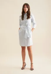 Hemdblusenkleid mit Stretchanteil regular fit Blau 34