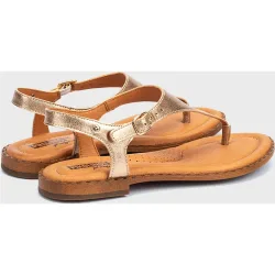 Sandalias planas de mujer de piel con cierre de hebilla y plantilla acolchada en color