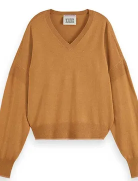 Pull à Col En V 178216 Tobacco Melange XS - Scotch & Soda - FashionsVida