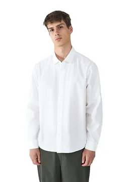 Camicia A Maniche Lunghe Oversize Solid Retiro White / White M - Balmohk - FashionsVida
