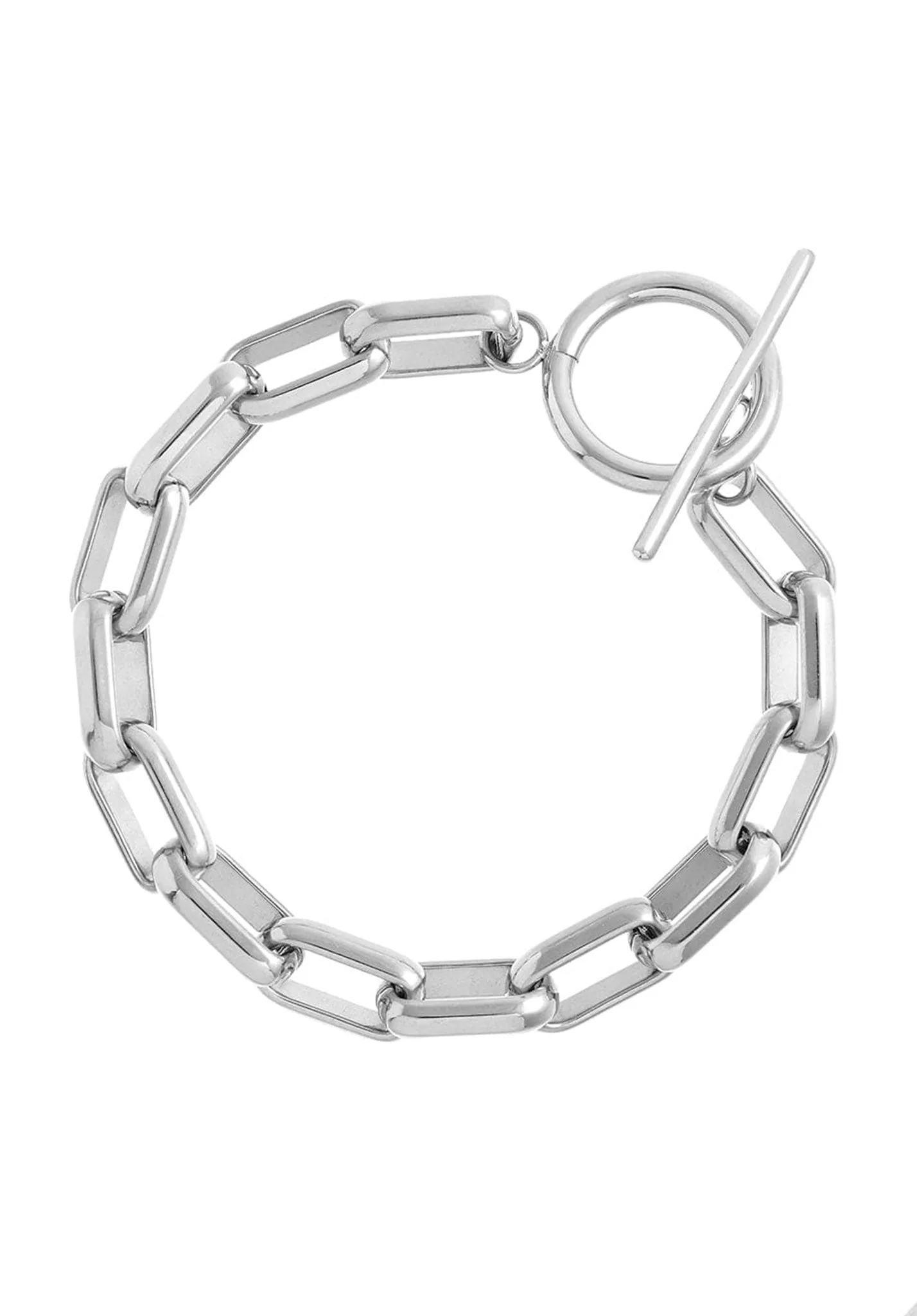LUXE Rectangle Link T-Bar Bracelet - Silver - Orelia London - FashionsVida