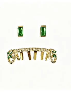 Iced Out Grillz Set Teeth Jewelry Angel Wing Heart Design Green CZ Tooth Hip Hop Bling Mouth Jewelry Streetwear Accessories - Aliexpress - FashionsVida