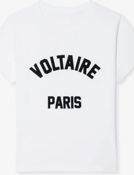 Zadig & Voltaire - Camiseta de mujer de manga corta de algodón con parche de texto - Zadig & Voltaire - FashionsVida