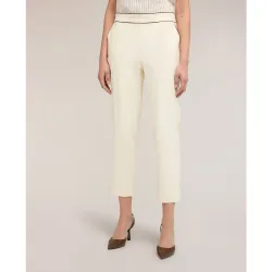 Pantalones de mujer con ribete the tailoring lab ajuste recto cintura alta con cinturón