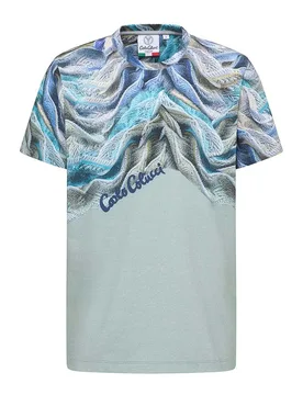 Artificial Knit T-Shirt - T-Shirt-kurzarm - petrol - Herren - Size: M - Carlo colucci - FashionsVida