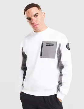 Mens Belk Crew Sweatshirt - Bianco, bianco bianco Uomo taglia S - Napapijri - FashionsVida