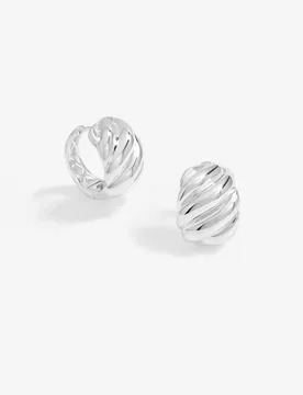 Women's Silver Plated Large Ridge Hoop Earrings - Silver - Size: One Size - Jon Richard - FashionsVida