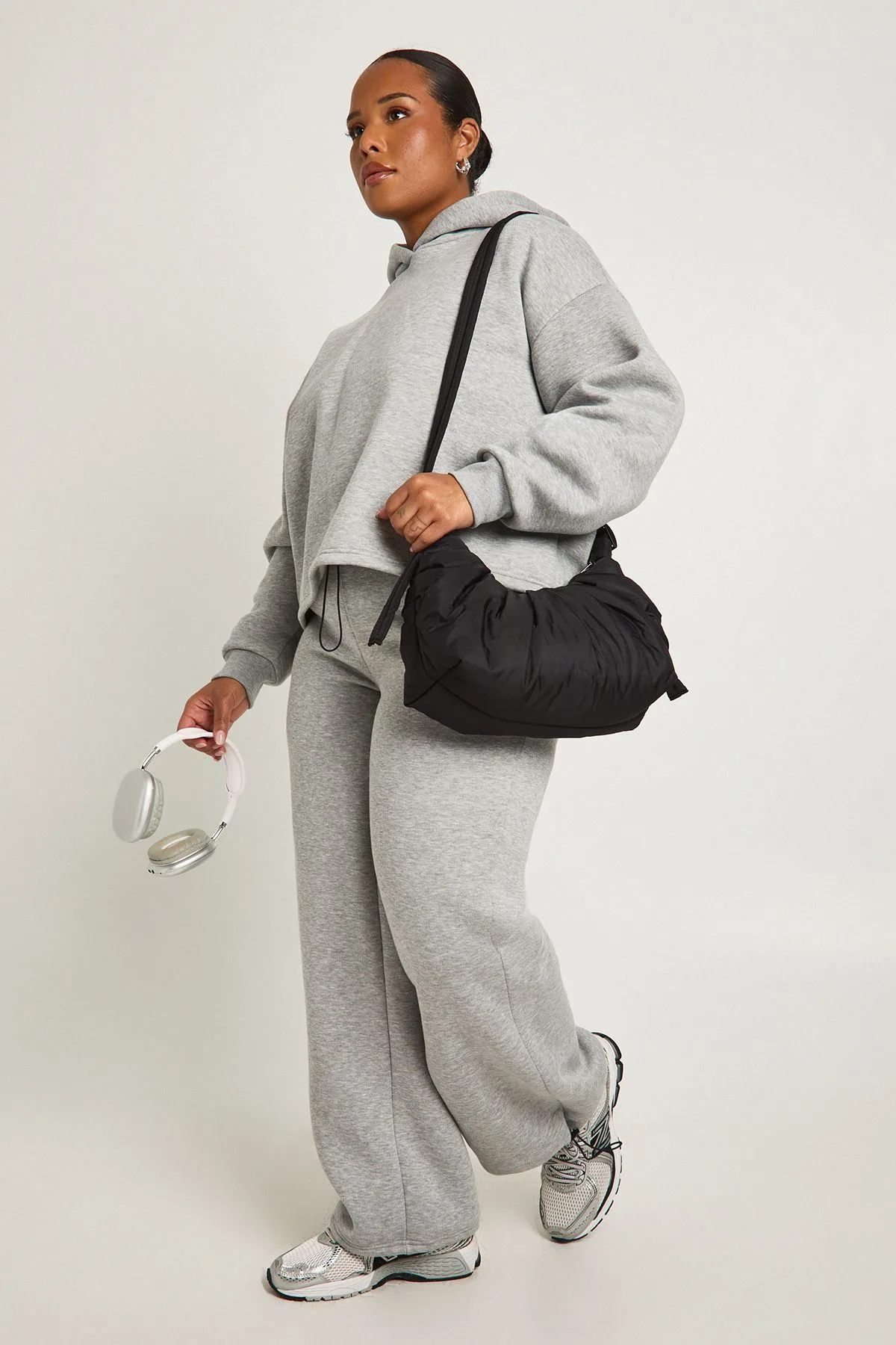 Womens Plus Toggle Wide Leg Joggers - Grey Cotton - Size 16 Uk - Boohoo - FashionsVida