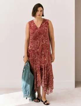 Vestido largo con volantes - Couchel - FashionsVida