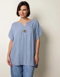 Short-Sleeve Tunic Top - M/L / DENIM - female