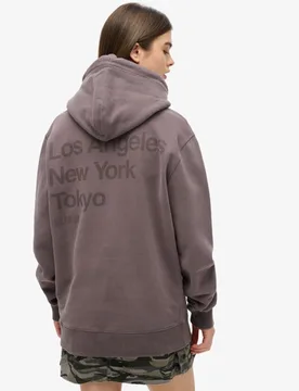 Superdry Damen Baumwolle Core Logo City Hoodie mit Lockerer Passform, Dunkelgrau - Größe: XXL - 89.99 - FashionsVida