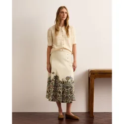 Falda midi lisa de mujer
