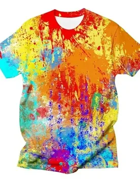 D Printed Splash-Ink Graffiti T-Shirt For Men Colorful Pattern T Shirts Summer Harajuku Casual Personality Round Neck Tees Tops - Aliexpress - FashionsVida