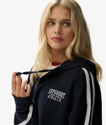Superdry Damen Lässige Athletic Essentials Kapuzenjacke Navy - Größe: 44
