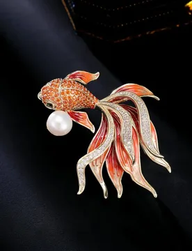 National Style Natural Freshwater Pearl Koi Brooch High-End Elegant Brooch Niche Luxury Pin Suit Coat Accessory - Aliexpress - FashionsVida