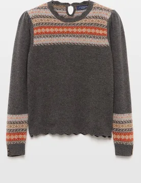 Jersey de mujer con cuello caja y canesú jacquard - Lloyd's - FashionsVida