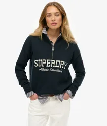 Superdry Damen Lässiger Grafik-pullover mit Reißverschluss Navy - Größe: 42