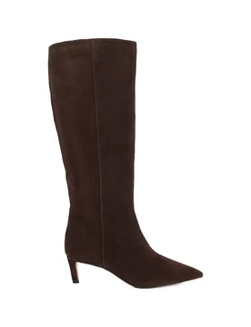 Women's 'Smoothly' Suede Knee High Boots in Brown Size: 8 - Brown - Size: 8 - Dune london - FashionsVida