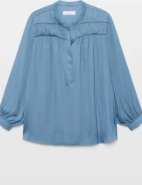 Blusa satinada pliegues hombro de mujer - Couchel - FashionsVida