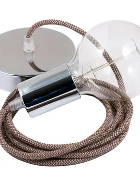 Cables Suspension Luminaire Rd73 Zigzag 2 M Tree Bark / Chrome Plated One Size - Creative - FashionsVida