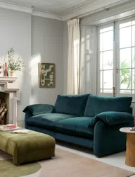AND STONEHOUSE Orson Chenille Extra Large 3 Seater Sofa Blue