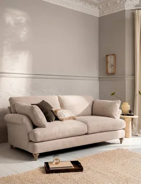 AND STONEHOUSE Isla Fabric Extra Large 3 Seater Sofa Cream - Barker - FashionsVida