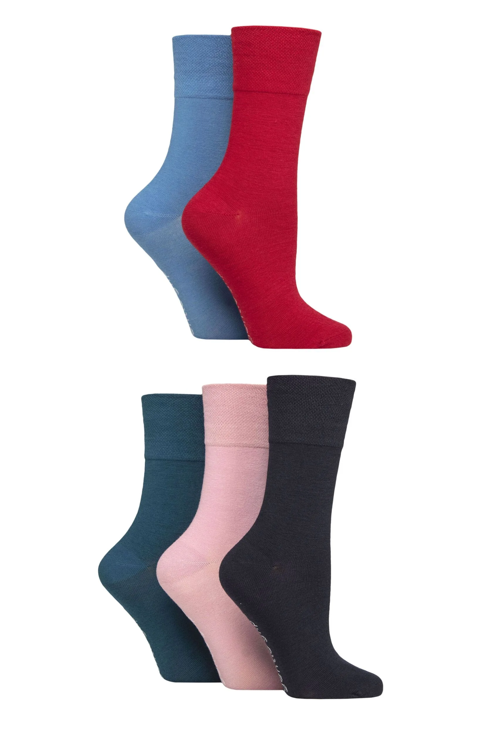Women's 5 Pair Gentle Grip Dry Comfort Plain Socks Multi 4-8 - Assorted - Size: Small - SockShop - FashionsVida