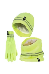 Mens Hi Vis Hat, Neck Warmer & Gloves Winter Set - - Size: L-XL