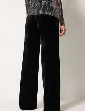 Women's Tall Velvet Wide Leg Trousers in Black Size: 8XL - Black - Size: 8XL - Long tall sally - FashionsVida