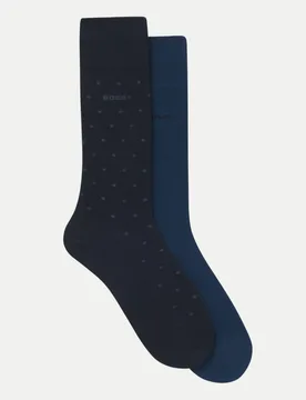 Zweier-Pack mittelhohe Socken Blau 43-46 - BOSS - FashionsVida