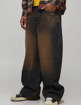 Herren Parachute Baggy Washed Jeans Hosen Vintage Wash Größe 28R - boohooMAN - FashionsVida