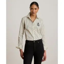 Camisa de mujer de paño de algodón con rayas