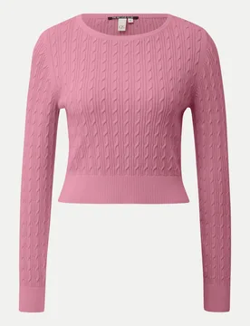 Strickpullover mit Zopfmuster Rosa L - Q/S designed by - FashionsVida