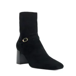Womens Ladies Ollen - Heeled Ankle Boots - Black Suede - Size Uk 6