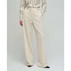 Pantalones de tela con pierna straight de mujer