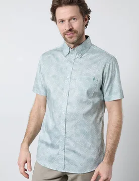 Men's White Tile Print Short Sleeve Shirt Size: Medium - White - Size: M - Debenhams - FashionsVida