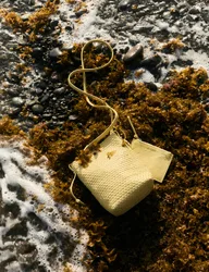 Leather Lattice Cross Body Bag Yellow female