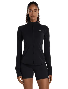 Harmony Full Zip Damen Kapuzenpullover - Schwarz - Größe L - Poly Jersey Black L - New Balance - FashionsVida