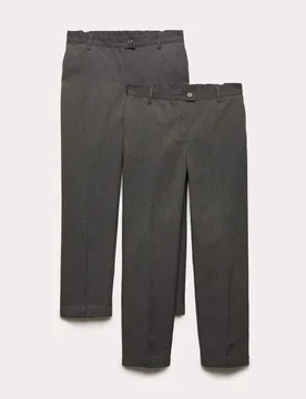 Pack Girls Regular Leg Trousers (2-18 Yrs) Grey female - M&S - FashionsVida