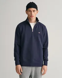 Mens Regular Fit Shield Logo Half Zip Sweatshirt - Blue Cotton - Size Small